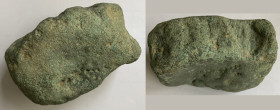 Anonymous, 8th-3rd centuries BC. Æ Aes Rude (116x72mm, 2.2kg). Irregular cast lump. ICC 1. Green patina