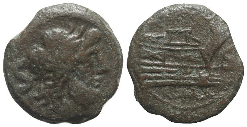 Anonymous, unofficial series (?), after 211 BC. Æ Semis (22mm, 8.51g, 6h). Laure...