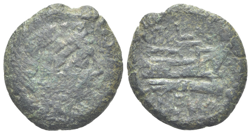Anonymous, Rome, after 211 BC. Æ Quadrans (20mm, 5.13g, 12h). Head of Hercules r...