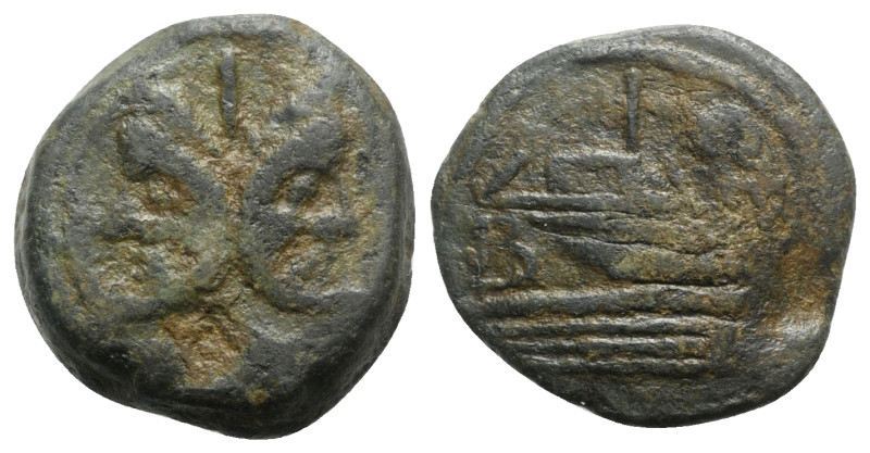 Anonymous, Rome, c. 157-6 BC(?). Unofficial Æ As (27mm, 18.58g, 2h). Laureate he...