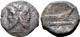 Q. Titius, Rome, 90 BC. Æ As (27mm, 8.86g, 12h). Laureate head of bearded Janus. R/ Prow of galley r. Crawford 341/4a; RBW 1277. Good Fine