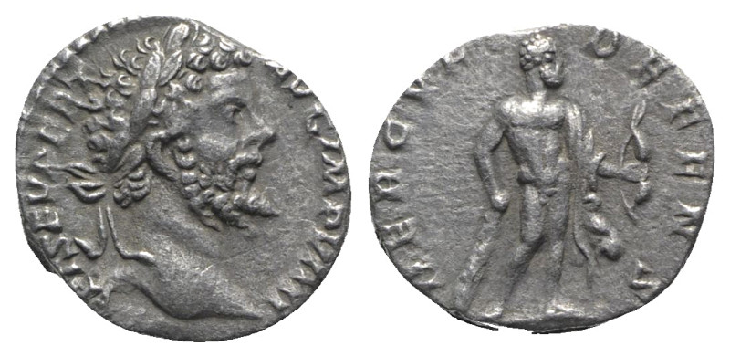 Septimius Severus (193-211). AR Denarius (16mm, 2.83g, 11h). Rome, 196-7. Laurea...