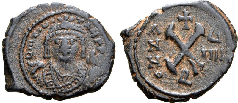 Maurice Tiberius (582-602). Æ 10 Nummi (19mm, 3.15g, 6h). Theoupolis (Antioch), ...