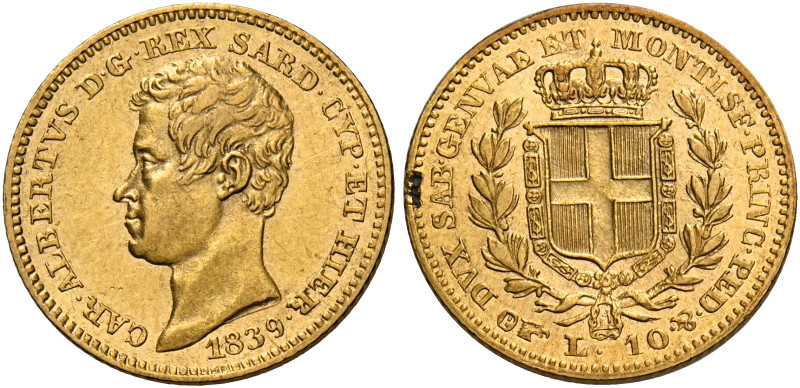 Savoia. Carlo Alberto re di Sardegna, 1831-1849. 
Da 10 lire 1839 Torino. Pagan...