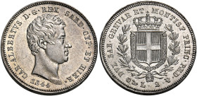 Savoia. Carlo Alberto re di Sardegna, 1831-1849. 
Da 2 lire 1844 Genova. Pagani 281. MIR 1048o. Molto rara. q.Fdc

In slab NGC MS 62, cert. n. 6638...