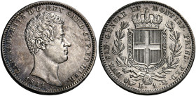 Savoia. Carlo Alberto re di Sardegna, 1831-1849. 
Lira 1831 Torino. Pagani 291. MIR 1049b. Molto rara. Spl

In slab NGC AU 58, cert. n. 6638952009.