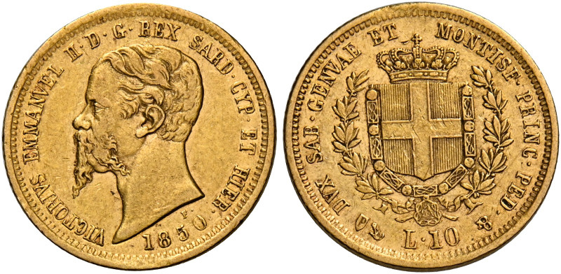 Savoia. Vittorio Emanuele II re di Sardegna, 1849-1861. 
Da 10 lire 1850 Genova...