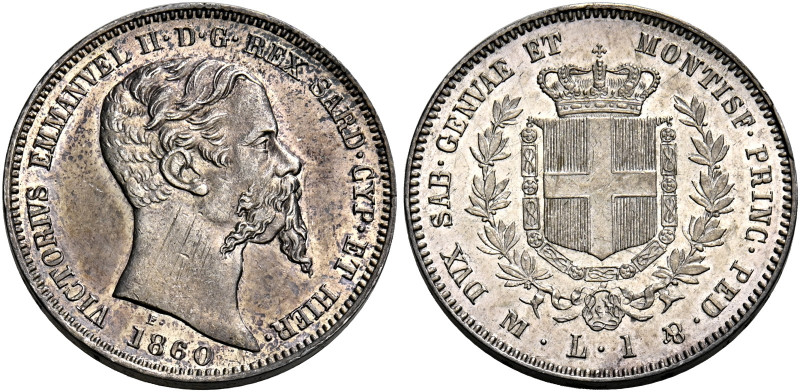 Savoia. Vittorio Emanuele II re di Sardegna, 1849-1861. 
Lira 1860 Milano. Paga...