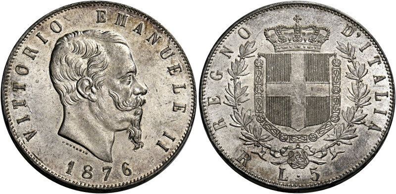 Savoia. Vittorio Emanuele II re d’Italia, 1861-1878. 
Da 5 lire 1876 Roma. Paga...