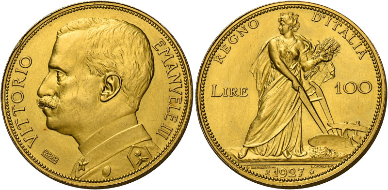 Savoia. Vittorio Emanuele III re d’Italia, 1900-1946.
Da 100 lire 1927 Aratrice...