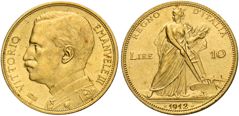 Vittorio Emanuele III re d’Italia, 1900-1946.
Da 10 lire 1912. Pagani 688. MIR ...