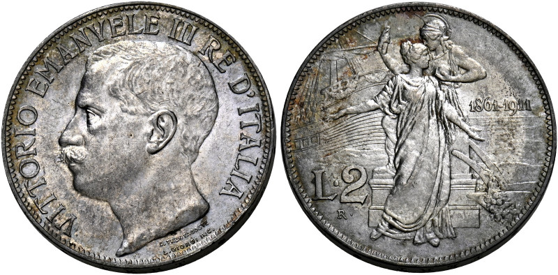 Vittorio Emanuele III re d’Italia, 1900-1946.
Da 2 lire 1911. Cinquantenario. P...