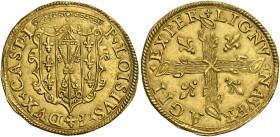 Castro. Pier Luigi Farnese duca, 1545-1547. 
Scudo, AV 3,40 g. P LOISIVS F – DVX CAST I Stemma coronato. Rv. Giglio LIGNVM NAV FR – AGII – EXPER Croc...