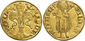 Firenze. Repubblica, sec. XIII-1532. 
Fiorino 1305/I semestre, AV 3,52 g. FLOR – ENTIA Giglio. Rv. S IOHA – NNES B S. Giovanni benedicente, regge nel...