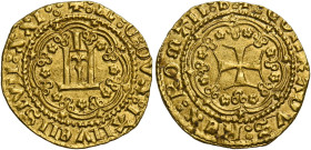 Genova. Tommaso di Campofregoso doge XXI, 1436-1442. 
Genovino, AV 3,54 g. + : T : C : DVX : IAIIVEIISIVII : XXI : Castello entro cornice di archetti...