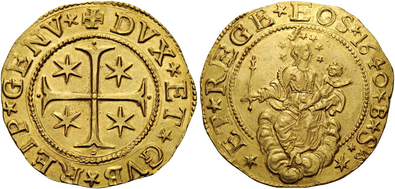 Genova. Serie della III fase: 1637-1797. 
Da 5 doppie 1640, AV 33,34 g. + DVX *...