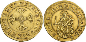 Genova. Serie della III fase: 1637-1797. 
Da 2 doppie o quadrupla 1670, AV 13,27 g. + DVX * ET * GVB * REIP * GENV * Croce ornata e fogliata. Rv. * E...