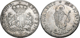 Genova. Serie della III fase: 1637-1797. 
Da 4 lire 1792, AR 16,59 g. DUX ET GUB – REIP GEN Stemma coronato sorretto da due grifoni; sotto, L – 4. Rv...