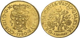 Livorno. Cosimo III de’Medici, 1670-1723. 
Mezza pezza della rosa 1720, AV 3,42 g. COS III D G M – DVX ETRVR Stemma sormontato da corona granducale; ...