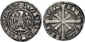 Mantova. Luigi, 1328-1360 o Guido Gonzaga, 1360-1369. 
Tirolino, AR 1,51 g. VIRGILIVS scudetto Aquila ad ali spiegate. Rv. DE – MA – NT – VA Croce in...