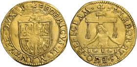 Mantova. Federico II Gonzaga, 1519-1540. 
Scudo del sole, AV 3,27 g. Sole FEDERICVS II MANTVAE DVX I Stemma sormontato dal Monte Olimpo e da corona d...