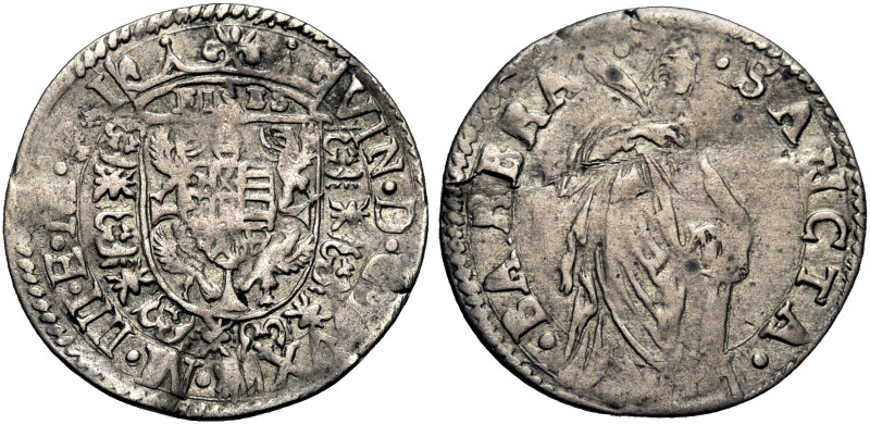 Mantova. Vincenzo I Gonzaga, 1587-1612. 
Barbarina, AR 2,17 g. VIN D G DVX – M ...