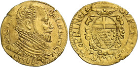 Massa di Lunigiana. Alberico I Cybo Malaspina, 1559-1623. II periodo: principe, 1568-1623. 
Doppia 1588, AV 6,74 g. ALBERICV – S CYBO Busto corazzato...