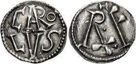 Milano. Carlo Magno re dei Franchi, 774-814. 
Denaro, AR 1,39 g. CARO / LVS Rv. RX F in mono­gramma. Morrison-Grunthal 231 var. MEC 1, 733. MIR 2 var...