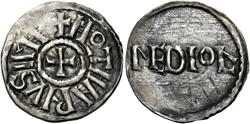 Milano. Lotario I imperatore, 840-855. 
Denaro, AR 1,53 g. HLOTHARIVSIMP Croce ...