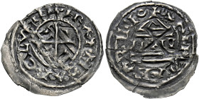 Milano. Carlo il calvo imperatore, 875-877. 
Denaro largo, AR 1,12 g. + HCAROLVS IMPER Croce accantonata da quattro globetti. Rv. XPISTIANA REIICIO T...