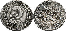 Milano. Galeazzo Maria Sforza, 1466-1476. 
Testone, AR 9,60 g. Testina di S. Ambrogio GALEAZ M SF VICECO DVX MLI QT Busto corazzato a d.; dietro, bor...