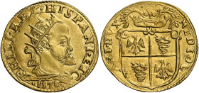 Milano. Filippo II di Spagna, 1556-1598. 
Doppia 1578, AV 6,57 g. PHILI REX HISPANI ETC Busto radiato a d.; all’esergo, 1578. Rv. MEDIOL – ANI DVX St...
