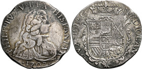 Milano. Filippo V di Spagna, 1700-1706. 
Filippo 1702, AR 27,38 g. PHILIPPVS V REX HISPANIAR Busto drappeggiato e corazzato a d.; sotto, nel giro, 17...