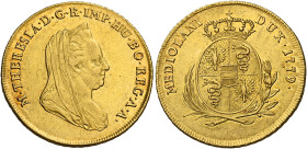 Milano. Maria Teresa d’Asburgo, 1740-1780. Nuova monetazione: 1778-1780. 
Quadrupla 1779, AV 12,60 g. M THERESIA D G R IMP HU BO REG A A Busto diadem...