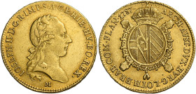 Milano. Giuseppe II d’Asburgo-Lorena, 1780-1790 Monetazione imperiale. 
Sovrano 1787, AV 11,07 g. IOSEPH II D G R IMP S A GE HIE HV BO REX Testa laur...