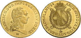 Milano. Francesco II d’Asburgo-Lorena, 1792-1796 Monetazione imperiale. 
Sovrano 1794, AV 11,08 g. FRANCISC II D G R IMP S A GE HIE HV BO REX Testa l...