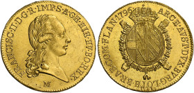 Milano. Francesco II d’Asburgo-Lorena, 1792-1796 Monetazione imperiale. 
Sovrano 1796, AV 11,09 g. FRANCISC II D G R IMP S A GE HIE HV BO REX Testa l...