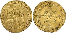 Mirandola. Ludovico II Pico, 1550-1568. 
Scudo del sole, AV 3,00 g. Rosetta LVD PICVS II MIR CON Q DNS Stemma inquartato, sormontato da sole. Rv. Ros...