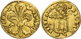 Napoli. Luigi I d’Ungheria, 1342-1382. 
Fiorino d’Ungheria (Buda), AV 3,51 g. LODOV - ICI REX Giglio. Rv. S IOHA – NNES B corona San Giovanni, stante...