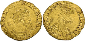 Napoli. Carlo d’Asburgo re di Spagna, Napoli etc. 1516-1554, V come imperatore dal 1519. 
Da 2 scudi o doppia, AV 6,48 g. CAROLVS·V·ROMA·IMP Busto ra...