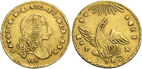 Palermo. Carlo di Borbone, 1734-1759. Emissioni successive all’incoronazione, 1735-1759. 
Oncia 1752, AV 4,17 g. CAROLVS.D.G.SIC.ET.HIE.REX Busto lau...