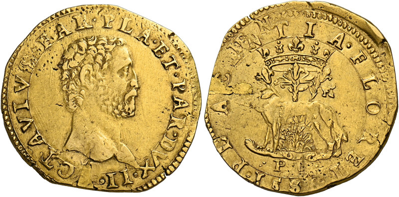 Piacenza. Ottavio Farnese, 1547-1586. 
Quadrupla 1586, AV 13,18 g. OCTAVIVS FAR...