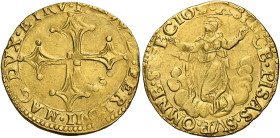 Pisa. Ferdinando II de’Medici, 1621-1670. 
Doppia, AV 6,54 g. FERD II MAGN DVX ETRV PROV Croce pisana. Rv. ASPICE PISAS SVP OMNE SPECIOS L’Assunzione...