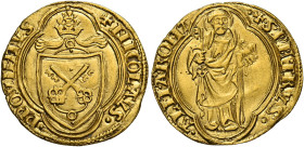 Roma. Nicolò V (Tommaso Parentucelli), 1447-1455. 
Ducato papale, AV 3,48 g. + NICOLAVS – PP QVINTVS Stemma sormontato da triregno e chiavi decussate...