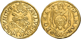 Roma. Paolo II (Pietro Barbo), 1464-1471. 
Ducato papale, AV 3,46 g. PAVLVS PP – SECVNDVS Stemma sormontato da triregno e chiavi decussate. Rv. ALMA ...