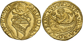Roma. Innocenzo VIII (Giovan Battista Cybo), 1484-1492. 
Fiorino di camera, AV 3,39 g. INNOCEN – TIVS PP VIII Stemma sormontato da triregno e chiavi ...