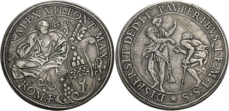 Roma. Alessandro VII (Fabio Chigi), 1655-1667. 
Piastra, AR 31,88 g. ALEX VII P...