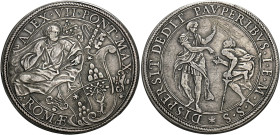 Roma. Alessandro VII (Fabio Chigi), 1655-1667. 
Piastra, AR 31,88 g. ALEX VII PONT MAX Stemma sormontato da triregno e chiavi decussate parzialmente ...