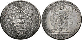 Roma. Innocenzo XI (Benedetto Odescalchi), 1676-1689. 
Piastra 1680, AR 31,89 g. INNOCENTIVS – XI PONT MAX Stemma sormontato da triregno e chiavi dec...