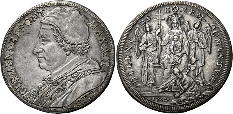 Roma. Clemente XI (Gianfrancesco Albani), 1700-1721. 
Piastra anno II/1702, AR ...